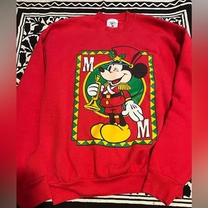 Vintage 90s Walt Disney world Mickey Mouse holiday sweater marching band
